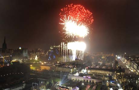 Fireworks over Edinburgh at Hogmanay